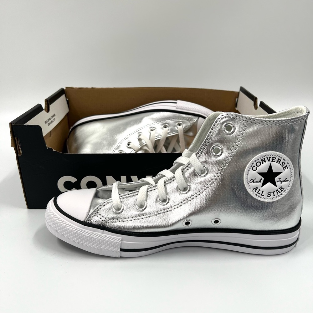 CONVERSE Chuck Taylor ALL STAR HI Metallic Silver Coated Canvas Unisex